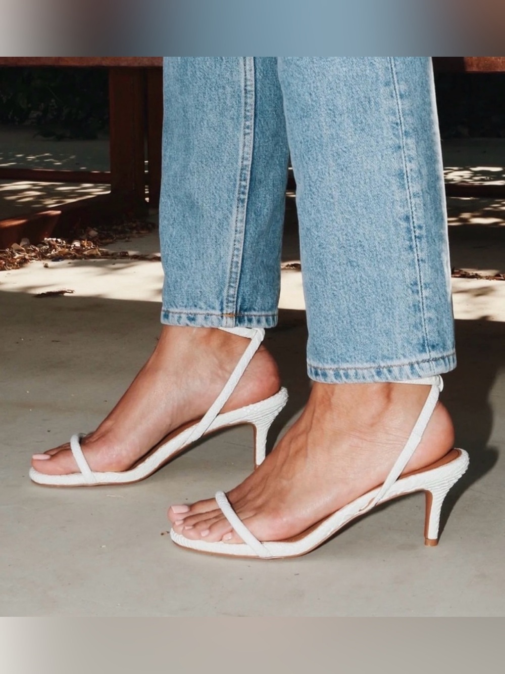 CULT OF COQUETTE TONIA WHITE REPTILE KITTEN HEEL
SANDAL 60 MM